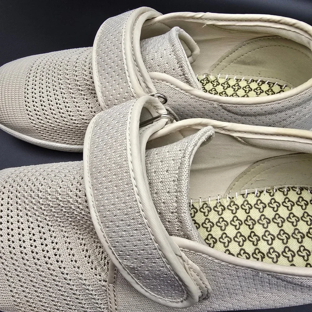 Youyun Comfort Strap Knit Walking Shoes Beige  Womens 10  Mens‎ 9